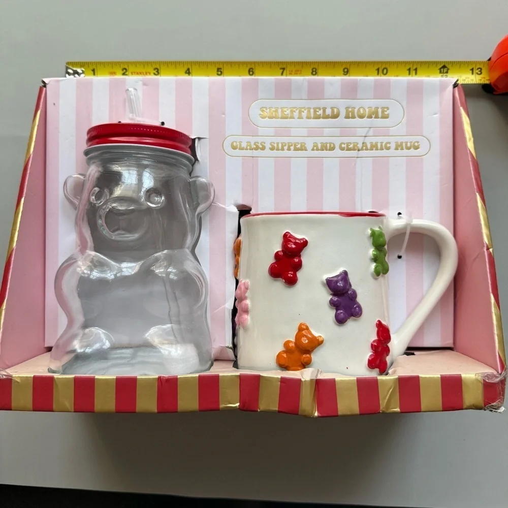 Sheffield Home Gummy Bear Mug & Glass Sipper Set Pink New